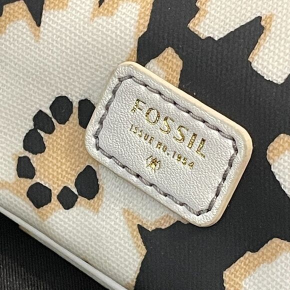 ~ Rare FOSSIL Bag Zip Clutch Daisy Floral Makeup Cosmetics Mod Pattern Pouch - Picture 2 of 11